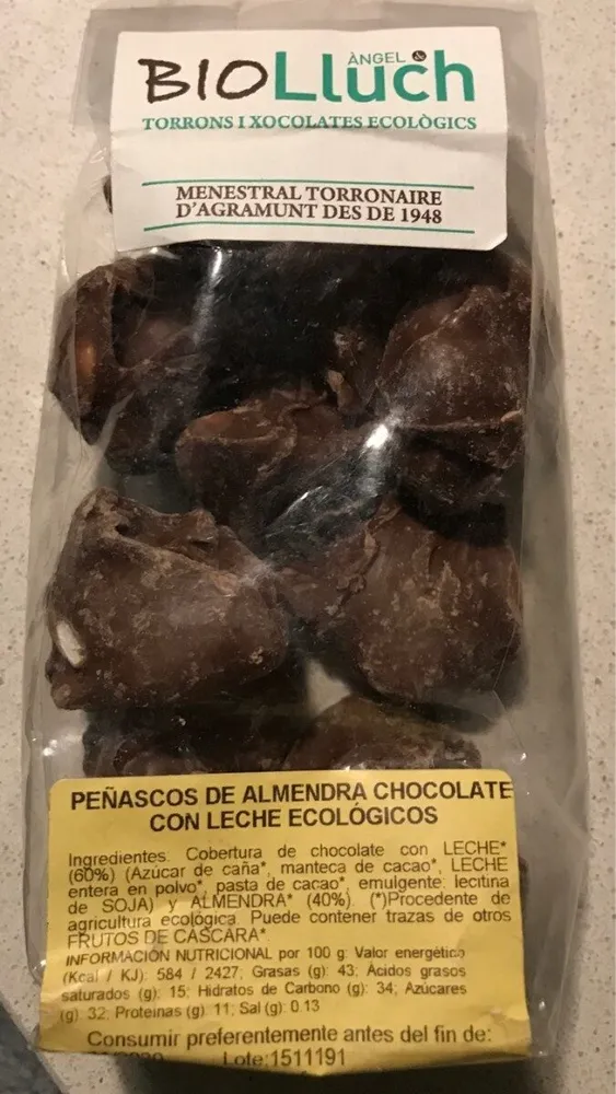 PEÑASCOS DE ALMENDRA CHOCOLATE CON LECHE ECOLOGICOS
