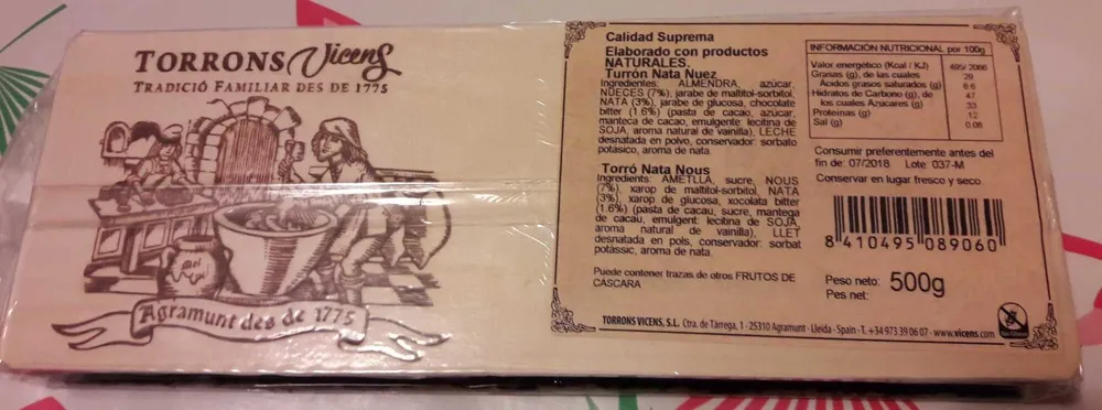 Turrón nata nuez
