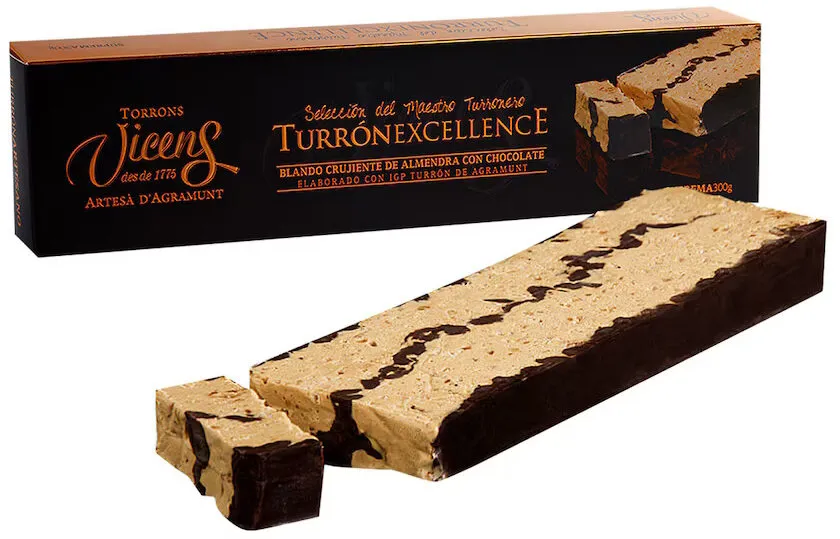 Turrón excellence blando crujiente de almendra con chocolate