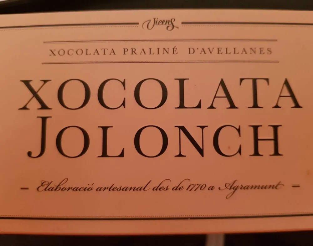 Xocolata jolonch, praliné d'avellanas