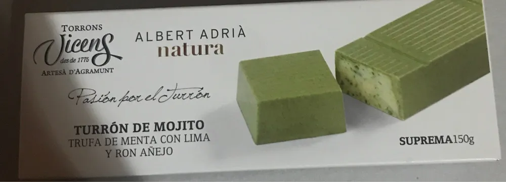 Turrón de mojito trufa de menta con lima