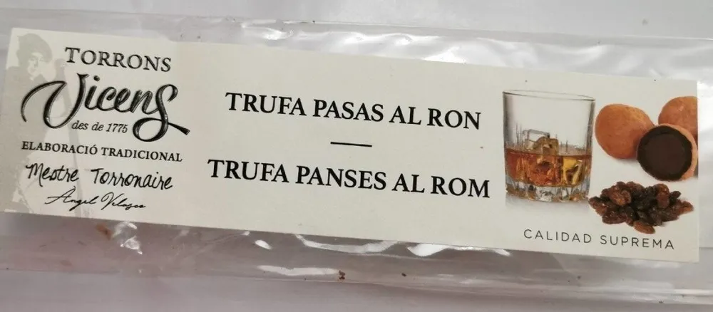 Turrón trufa pasas al ron