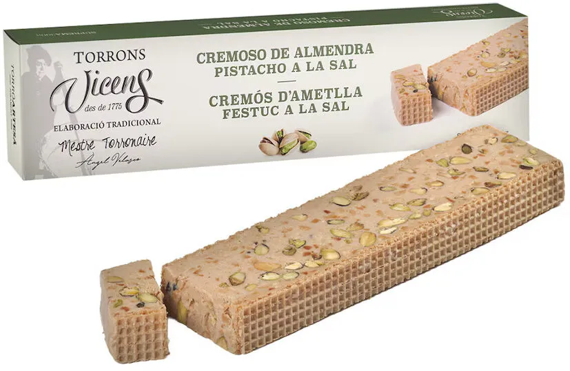 Turrón cremoso de almendra pistacho a la sal