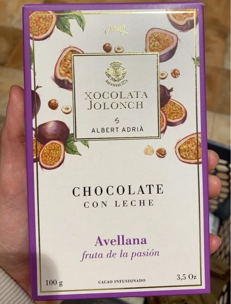 Chocolate con leche avellana fruta de la pasion