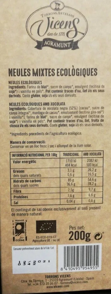 Neulas con chocolate