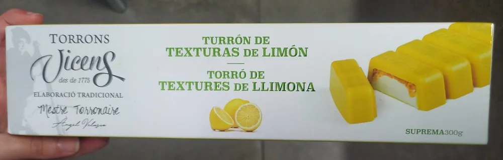 Turrón de texturas de limón