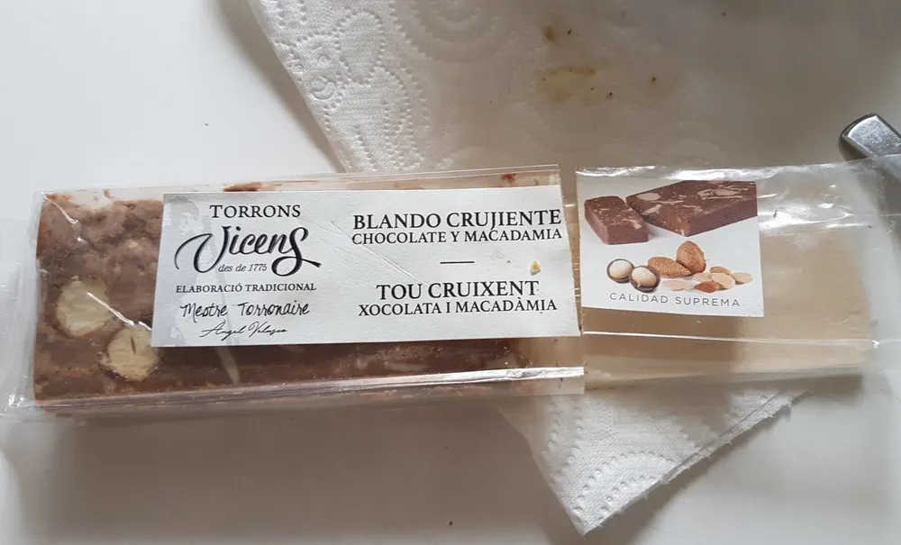 turrón blando crujiente chocolate y macadamia