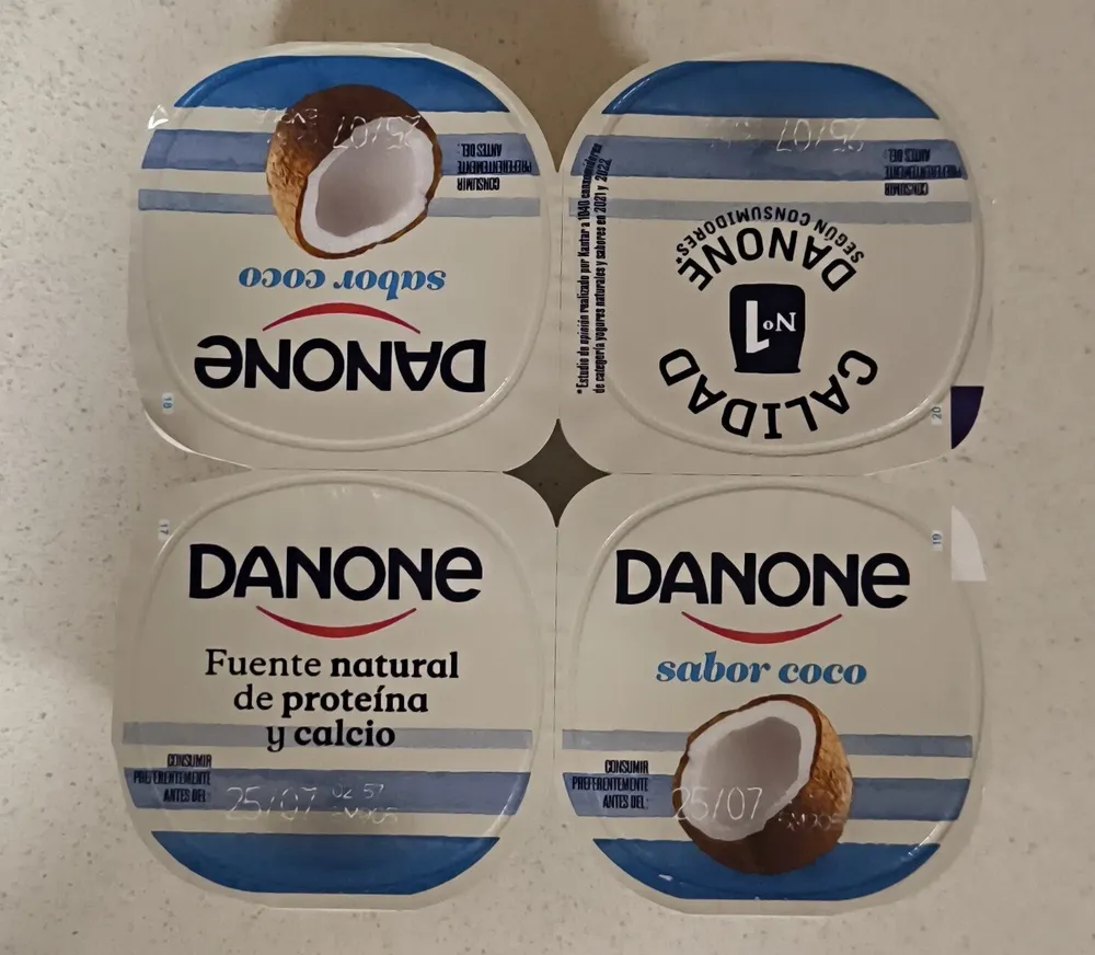 Yogur sabor coco sin gluten