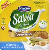 Postre de soja Savia natural con azúcar de caña integral