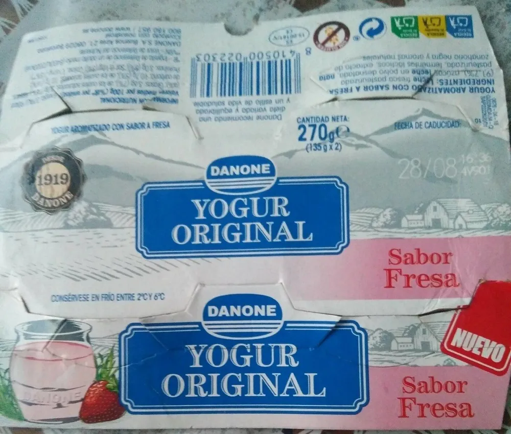 Yogur original sabor fresa