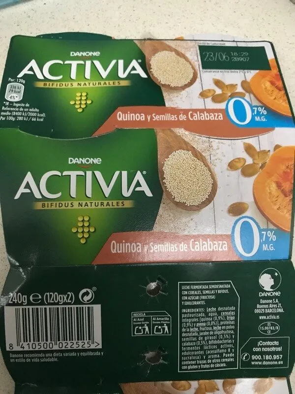 Activia Quinoa y Semillas de Calabaza