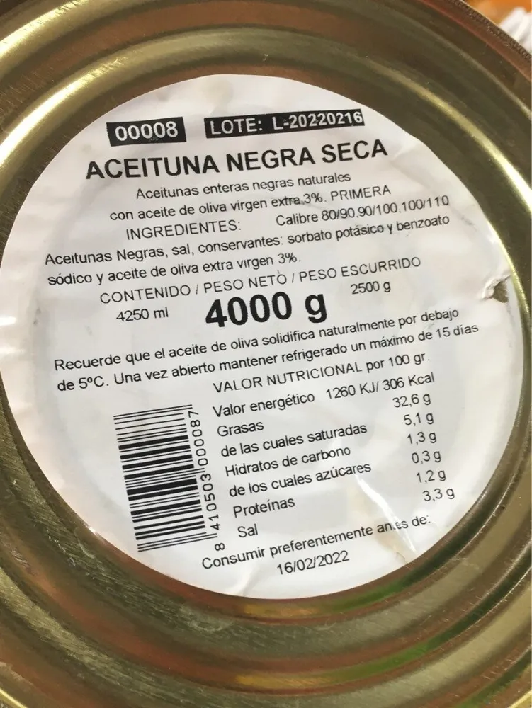 Aceituna negra seca