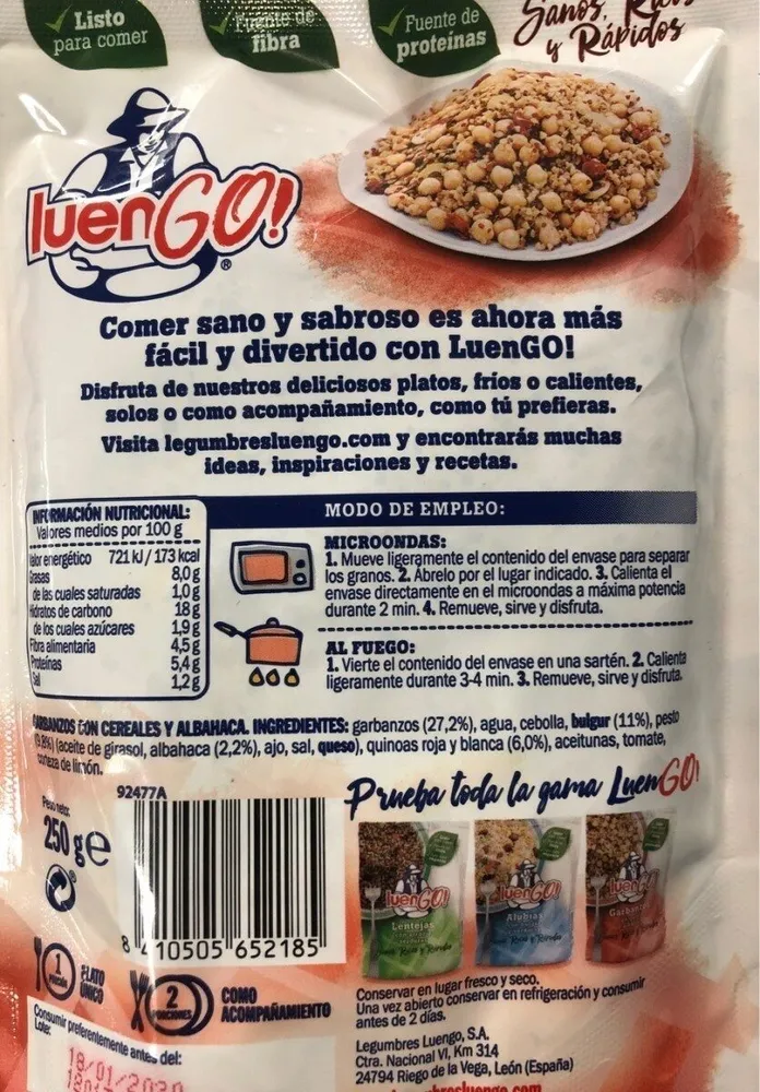 LuenGo Garbanzos con Quinoa y Albahaca