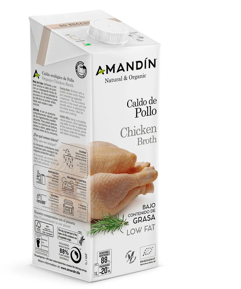 Caldo de pollo ecológico
