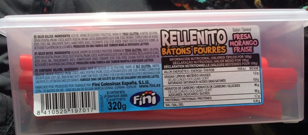 Regaliz rellenito sabor fresa