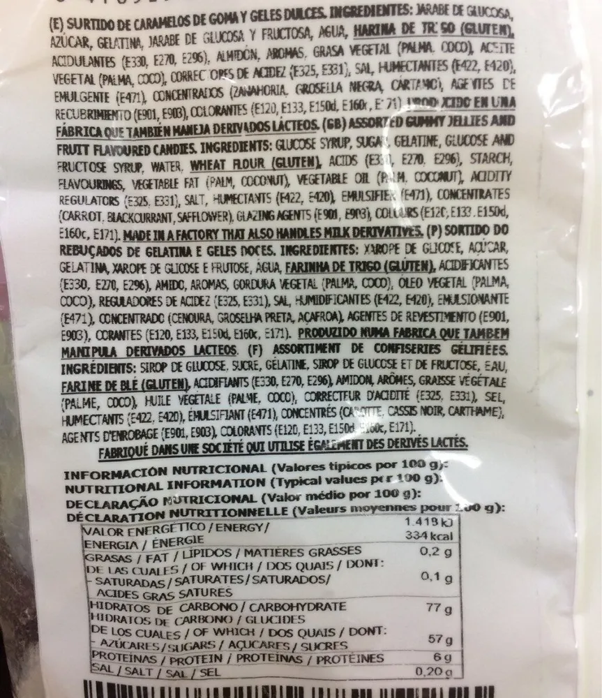 Surtido de caramelos de goma y geles dulces