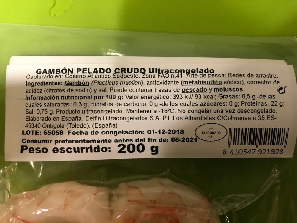 Gambón austral pelado crudo