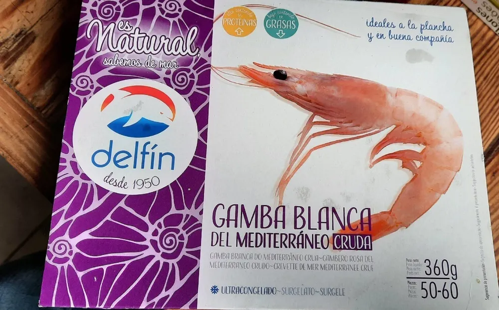 Gamba blanca del mediterraneo cruda