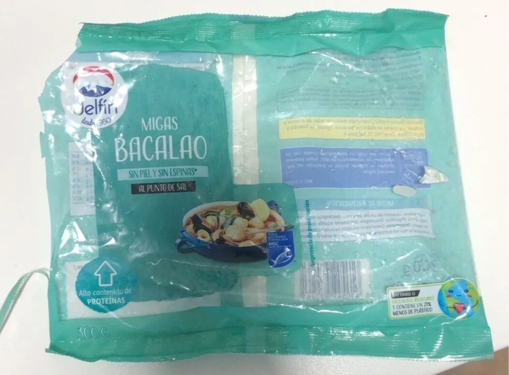 Migas bacalao sin piel y sin espinas