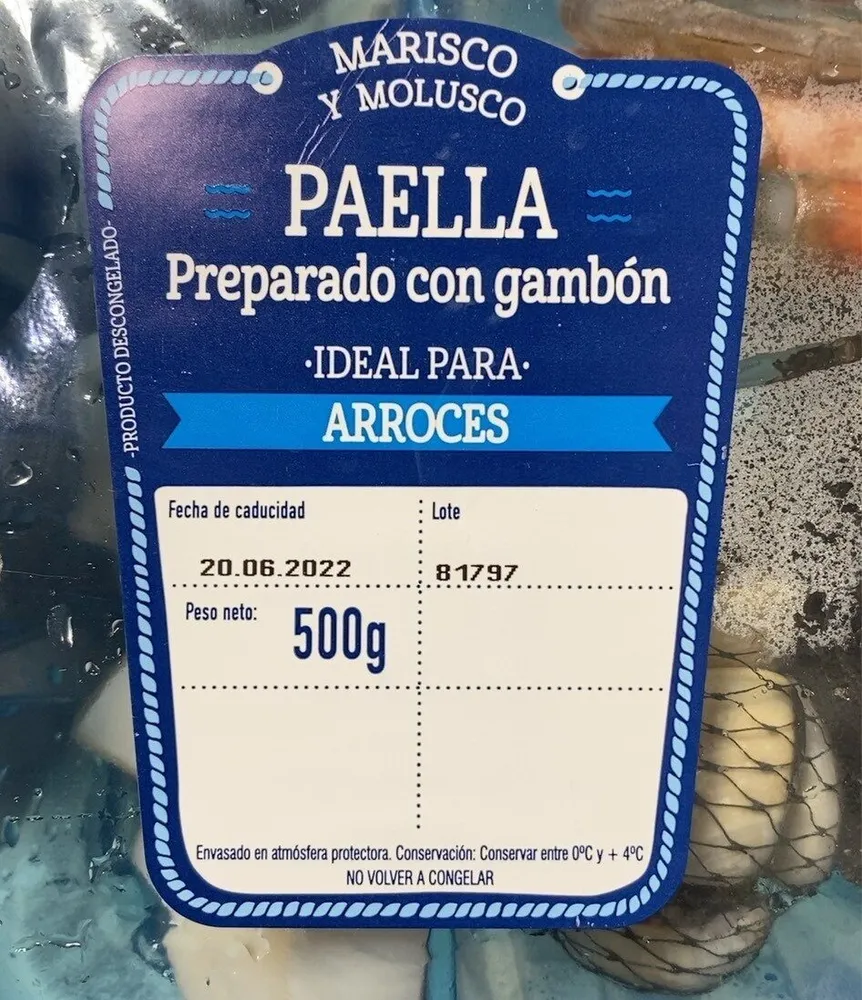 Preparado de marisco para paella
