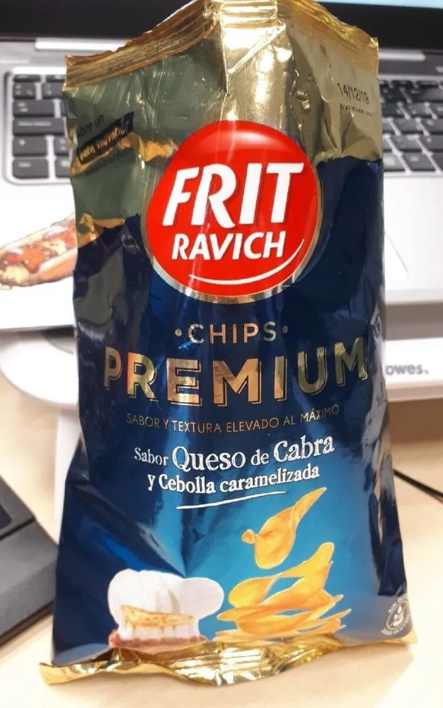 Chips premium sabor queso de cabra y cebolla caramelizada