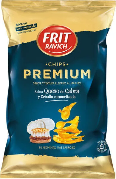Chips premium sabor queso de cabra y cebolla caramelizada