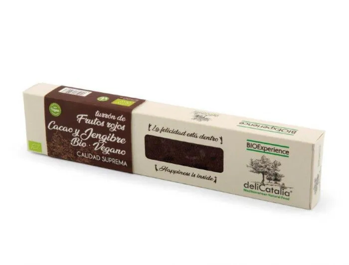 Turrón de Frutos rojos cacao y jengibre Bio Vegano