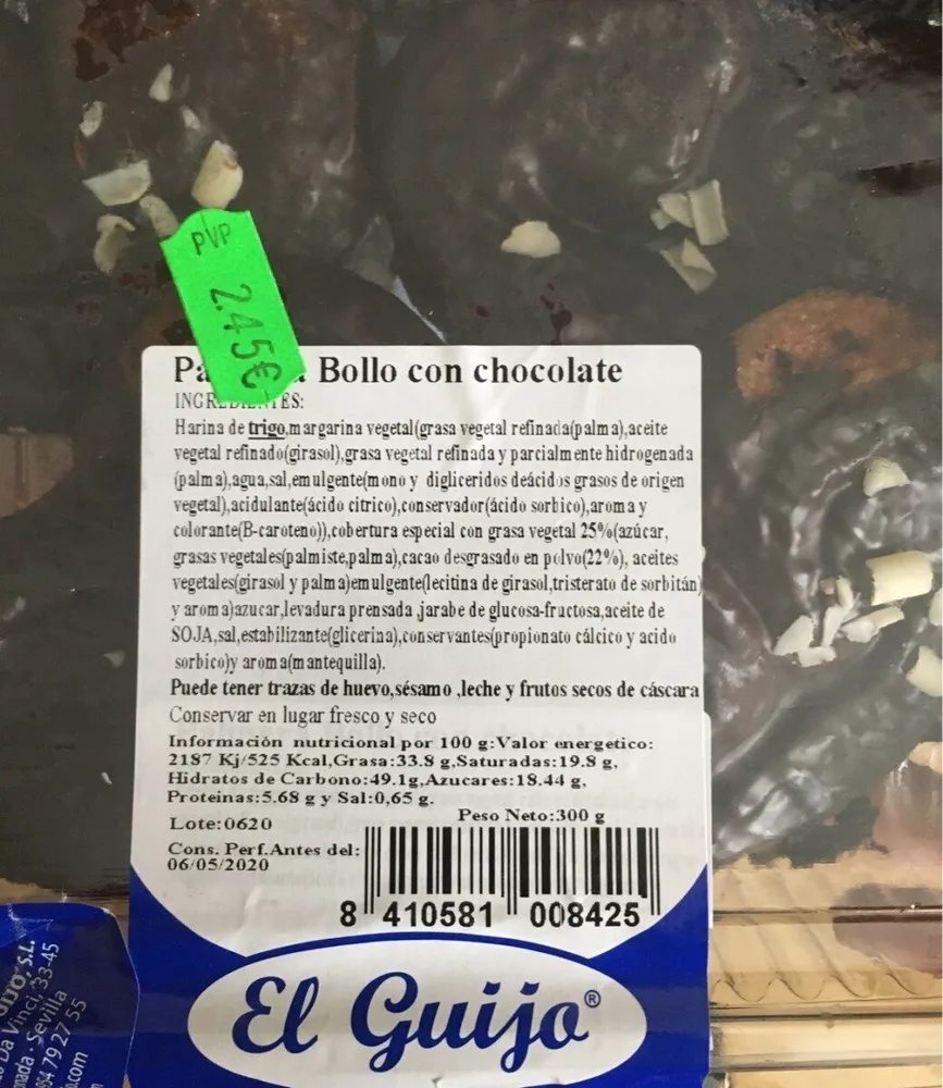 Palmera bollo con chocolate