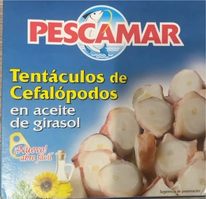 Tentáculos de cefalópodos en aceite de girasol