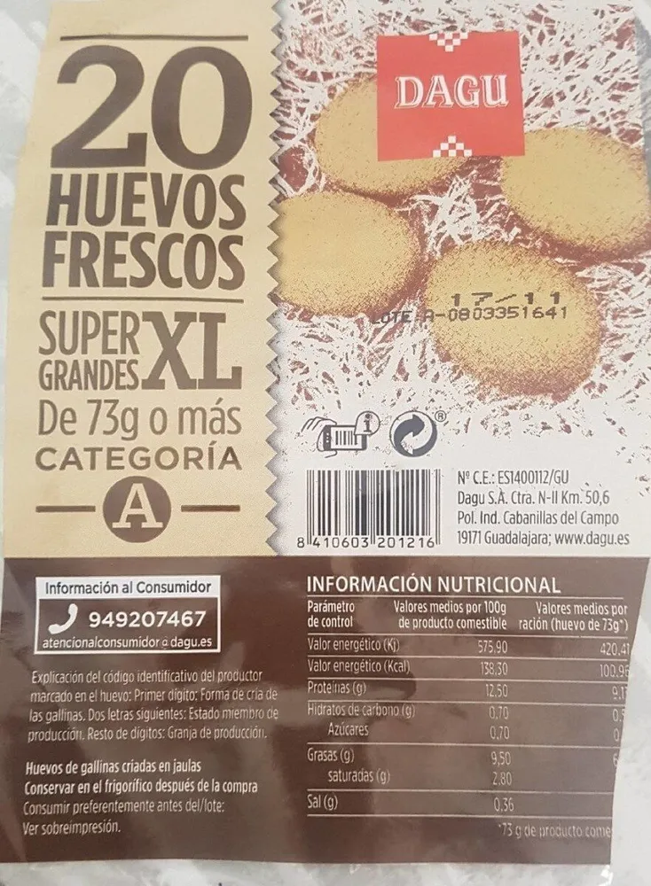 Huevos frescos XL
