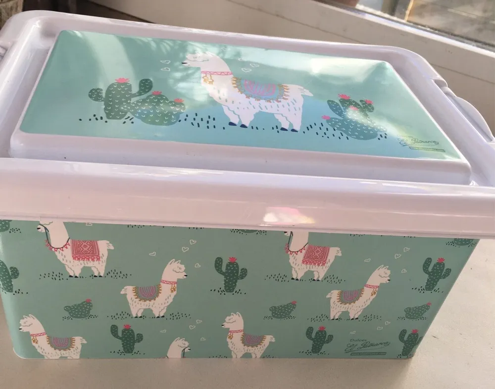 Caja contenedor llamas M.limn y chocolate