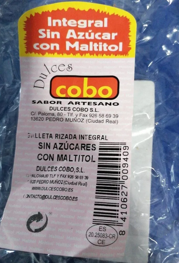 Galleta integral sin azúcar