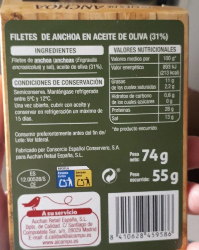 Filetes de Anchoas en Aceite de Oliva