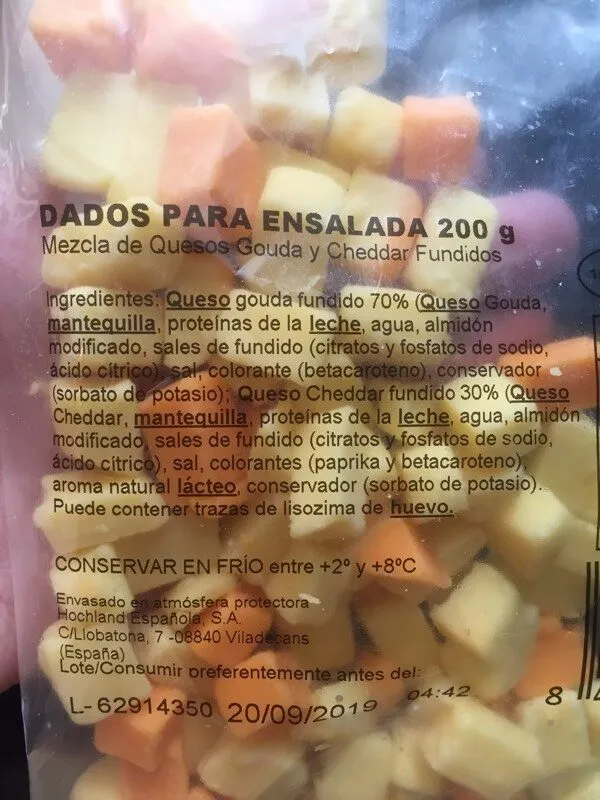 Dados para ensalada