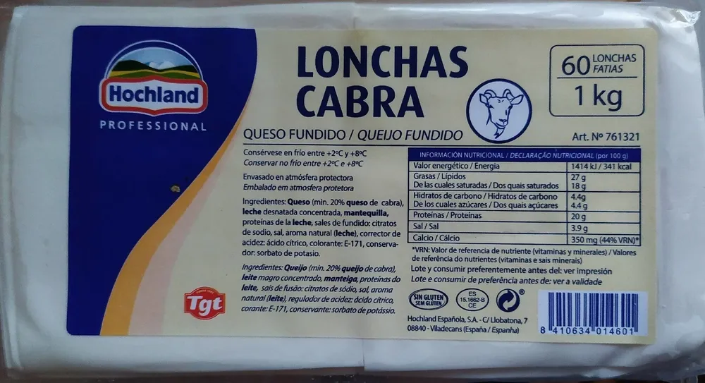 Lonchas cabra queso fundido