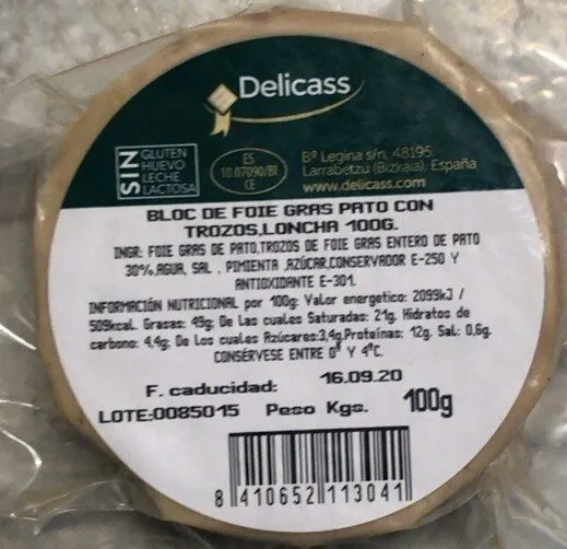 Bloc de foie gras pato