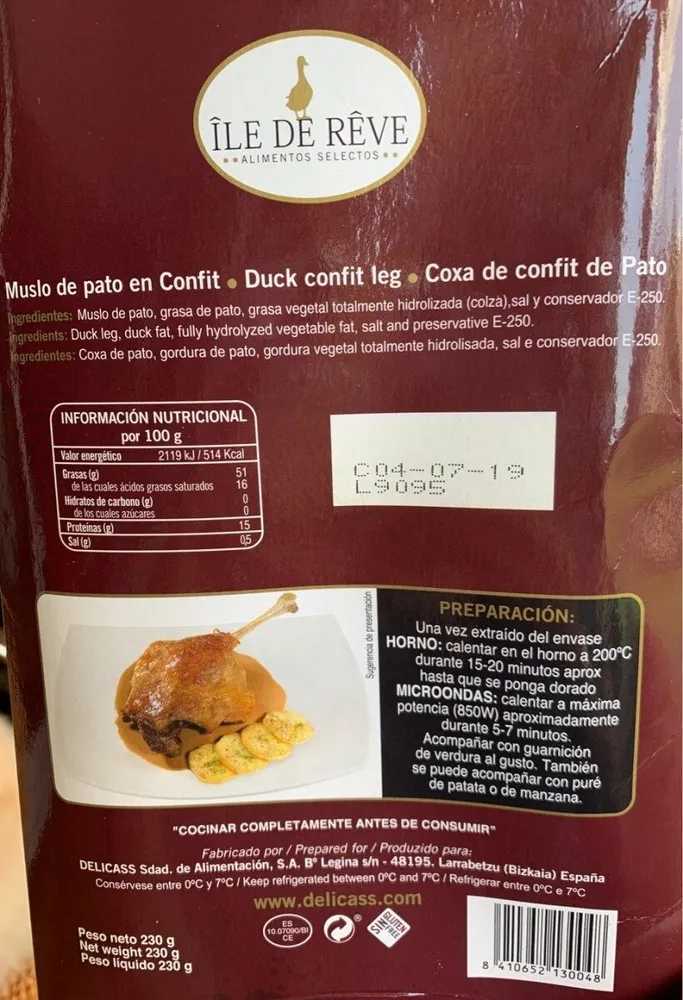 Muslo de pato en confir