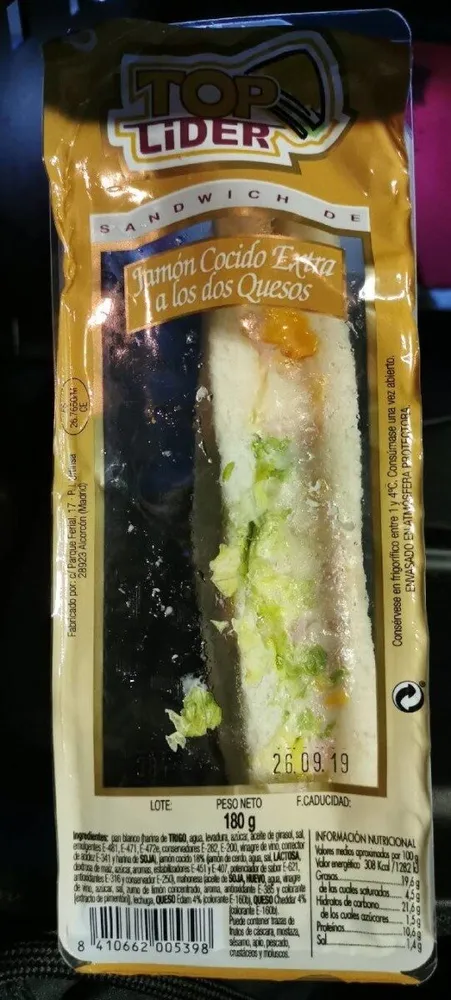 Sandwich jamón cocido extra a los dos quesos