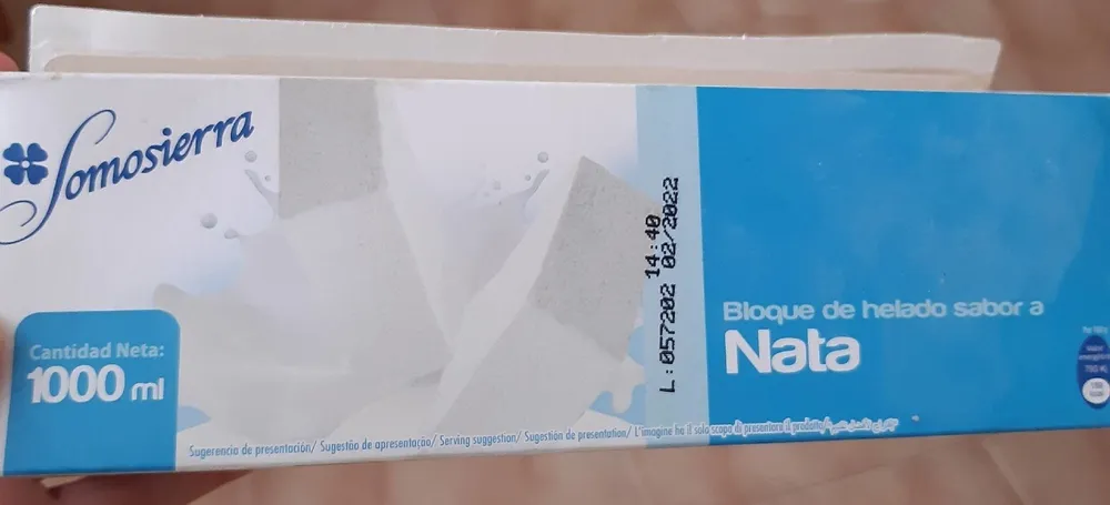 Bloque de helado de nata