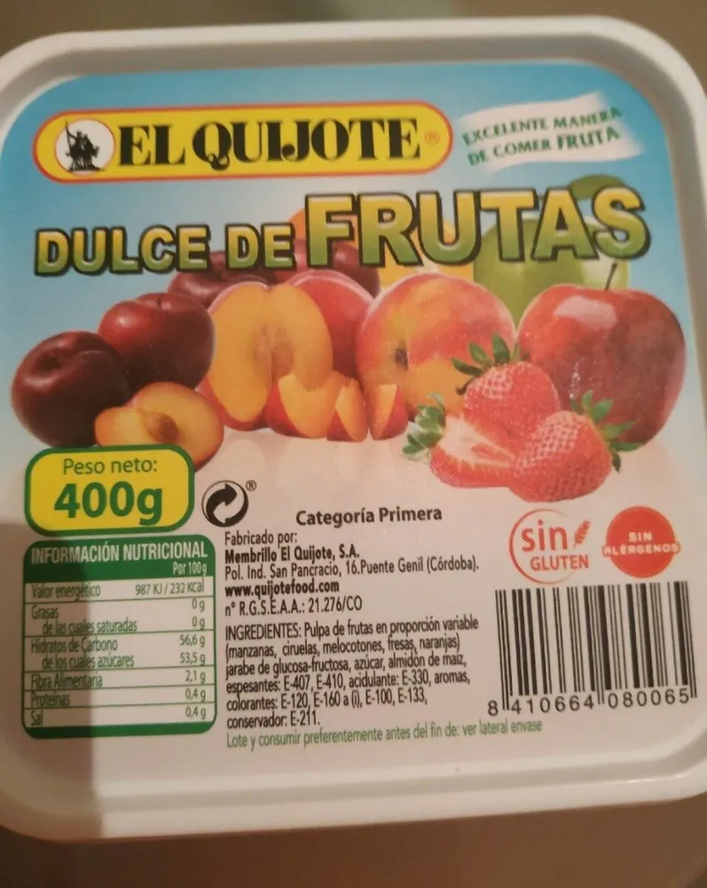 Dulce de frutas tarrina 400 g