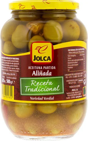 Aceituna partida aliñada variedad verdial