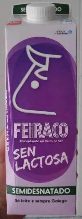 Leite sen lactosa semidesnatado