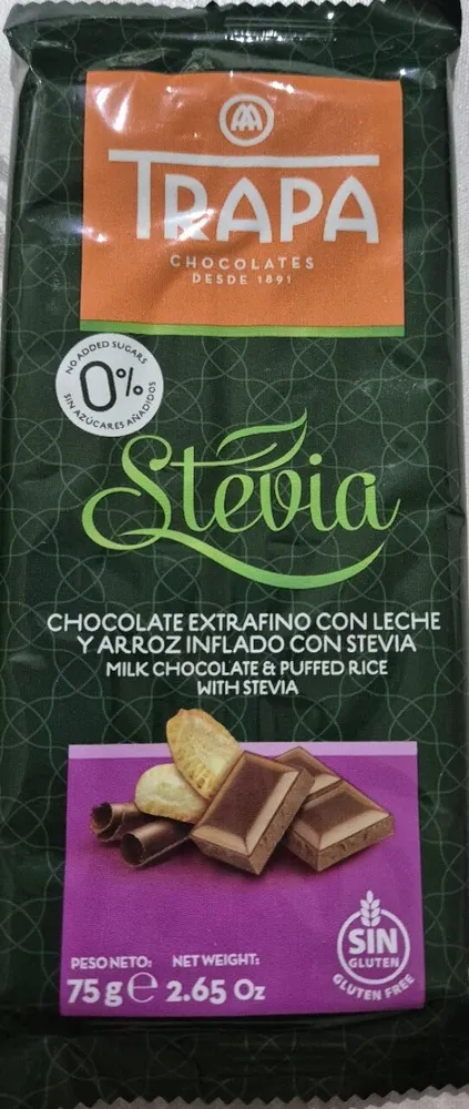Milk chocolate and puffed rice with stevia