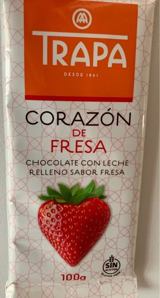 Chocolate con leche con corazón de fresa