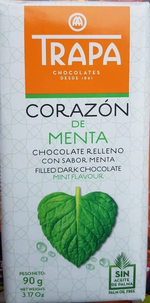 Chocolate relleno con sabor menta