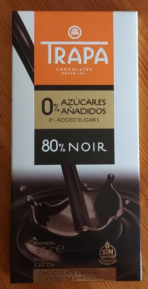 Chocolate Extrafino 80% NOIR 0% azúcares añadidos