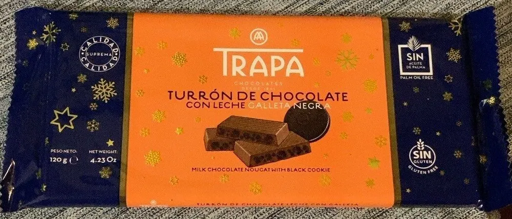 Turron de chocolate con leche y galleta negra