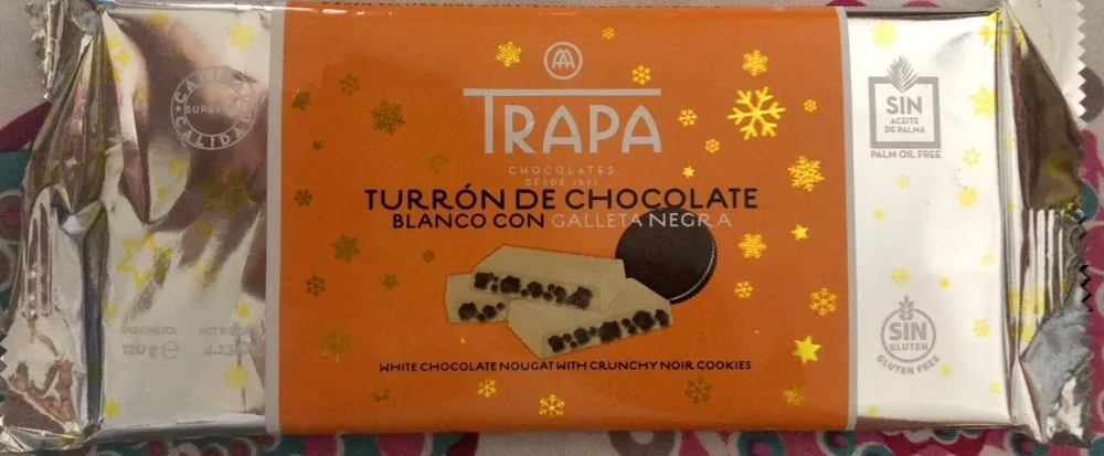Turron de chocolate blanco con galleta negra