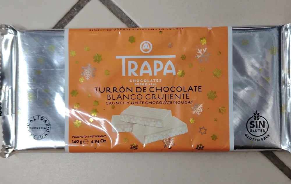Turrón de chocolate blanco crujiente