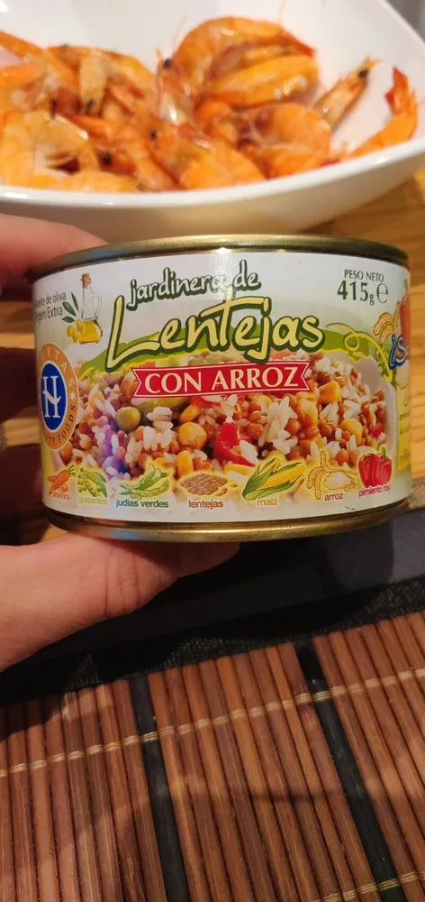 Jardinera de lentejas con arroz